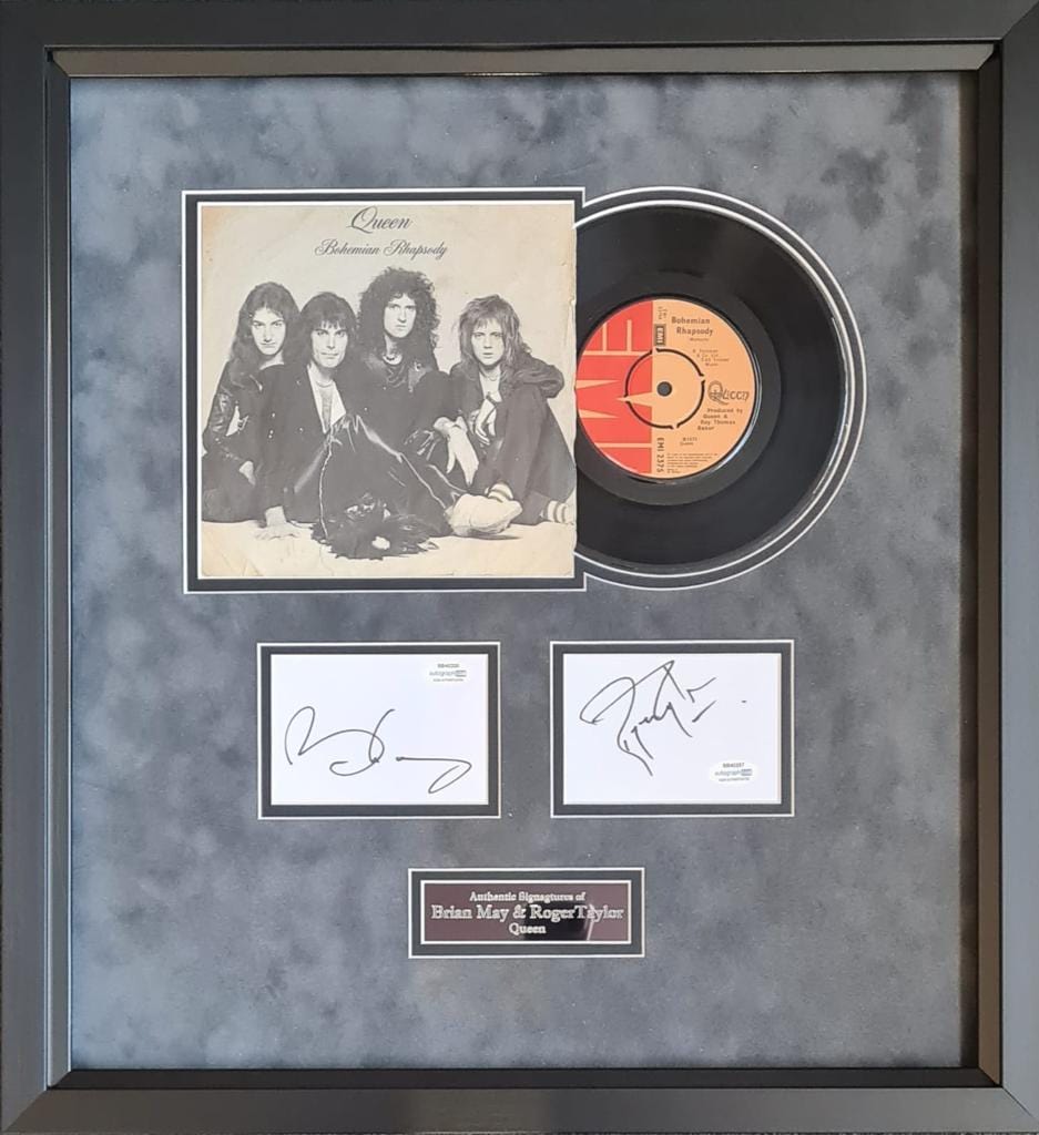 Brian May, Roger Taylor Signed & Framed 7" Vinyl Display