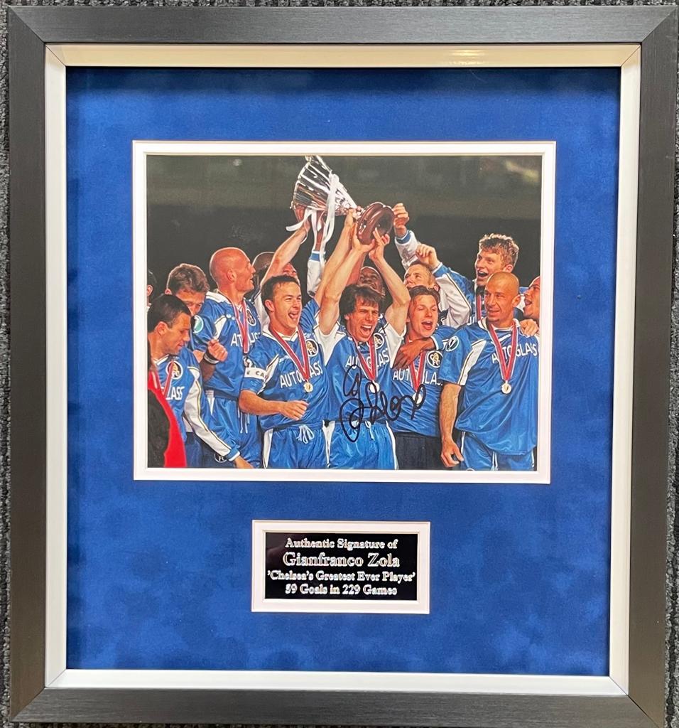 Chelsea photo display signed by Gianfranco Zola