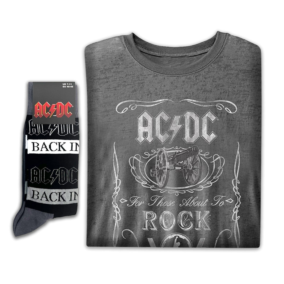 AC/DC | Exclusive Band Gift Set | Cannon Swig Tee & Socks