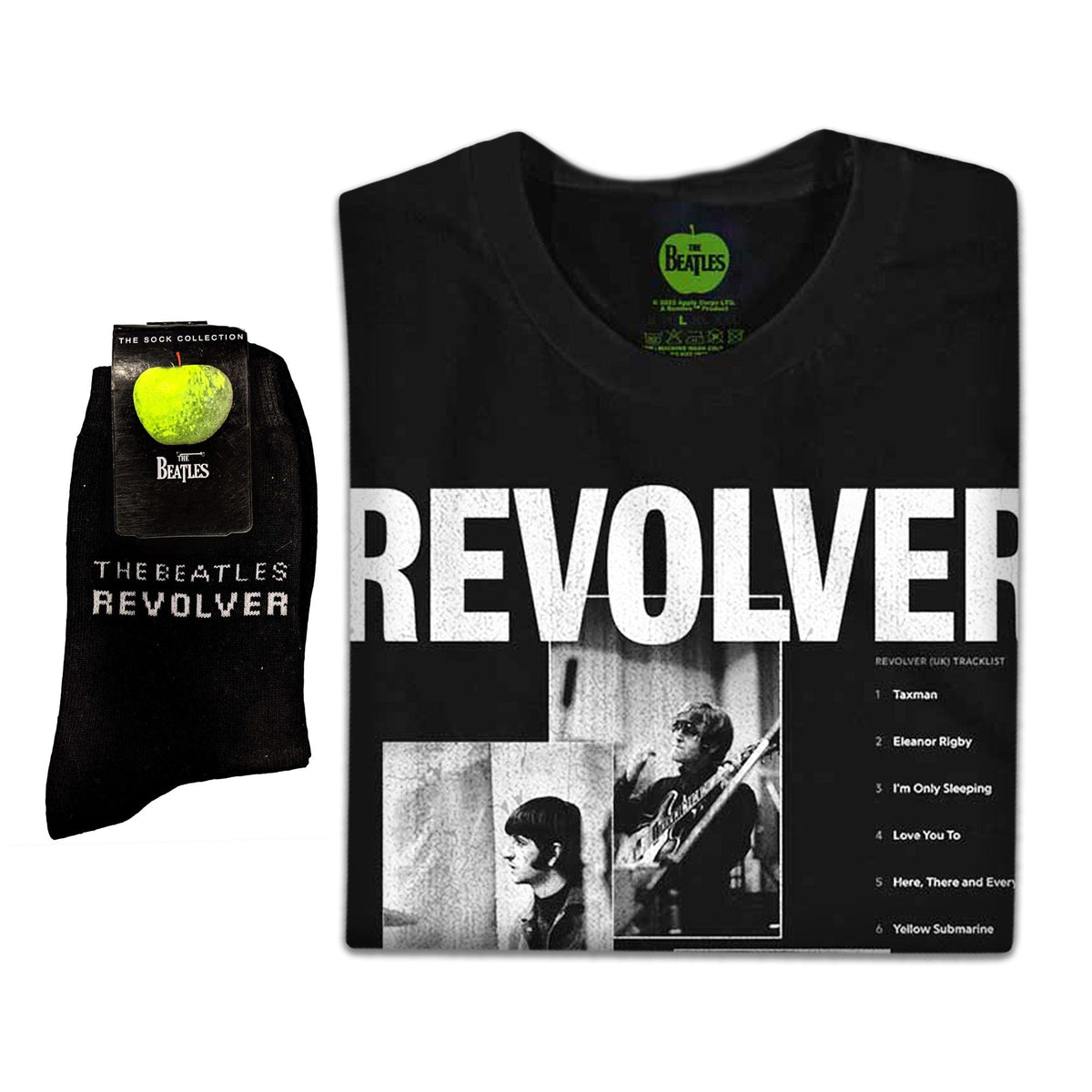 The Beatles | Exclusive Band Gift Set | Revolver Tracklist Tee & Socks
