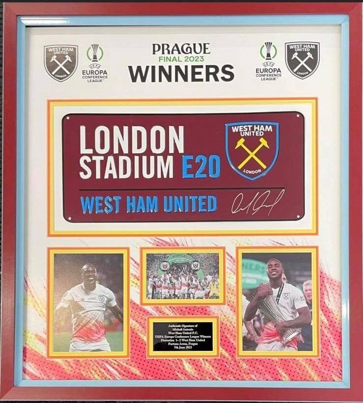 Europa Conference Cup Final display Signed by Michail Antonio