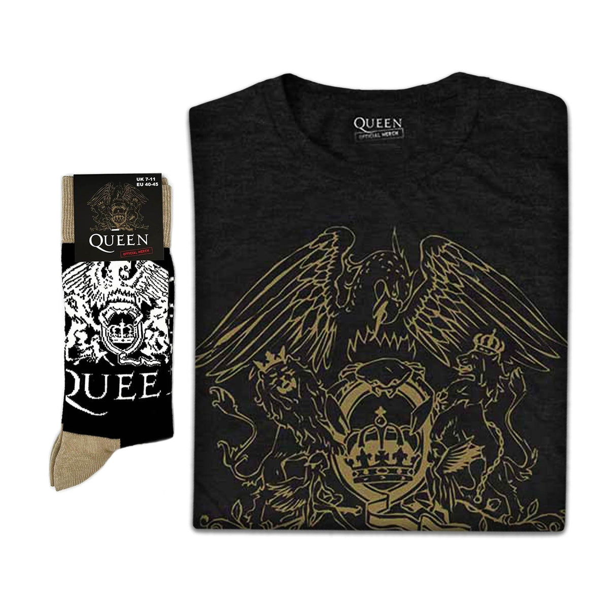 Queen | Exclusive Band Gift Set | Crest Tee & Socks
