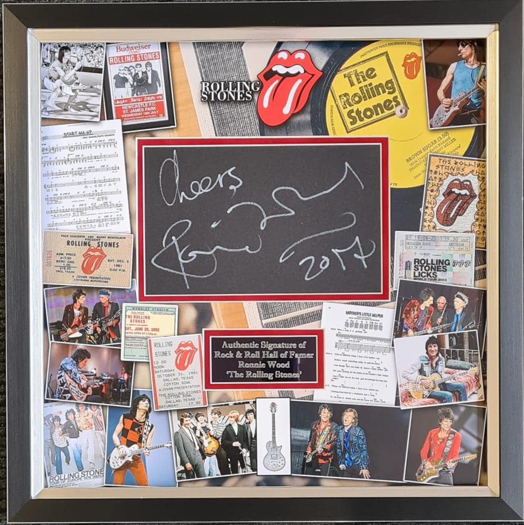 Ronnie Wood signed Rolling Stones Collage