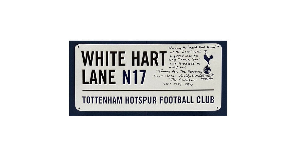 Keith Burkinshaw – Signed White Hart Lane street sign -Tottenham Hotspur Fc